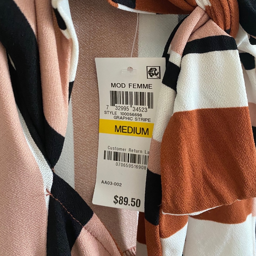 NWT Bar III Multi Striped Jumpsuit Sz M - Picture 3 of 5